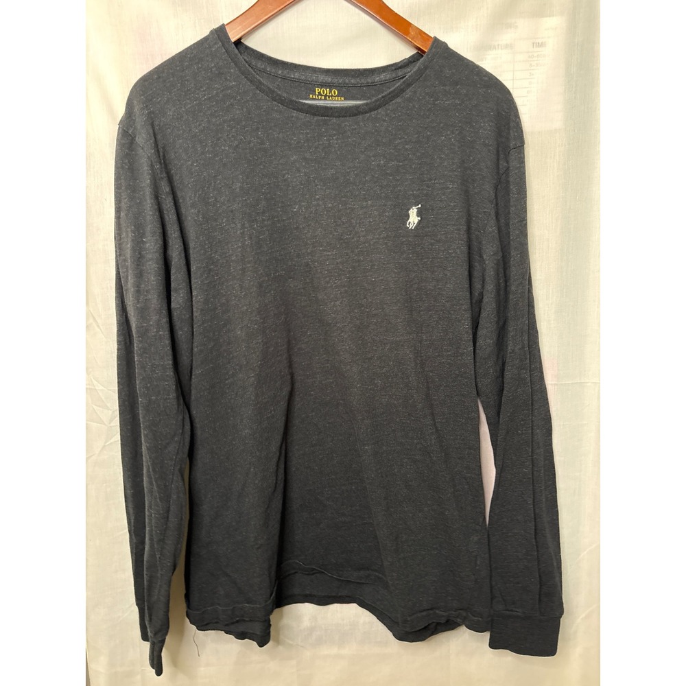 Polo Ralph‎ Lauren Mens Long Sleeve T-Shirt Charcoal Gray Heather Pony Logo lg